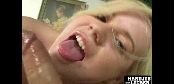  Blonde girl takes cock rubs it into pusy